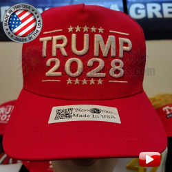 Trump 2028 Hat Cap RED 45 - 47 Made In USA Flag Trump 2028 Hat Cap MAGA USA 2028